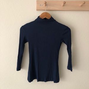 amour vert- navy mock neck ribbed top (size xs)